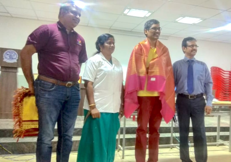 Ananth Sivagnanam felicitated during PR Engineering College Thanjavur BTech students Industry Connect program